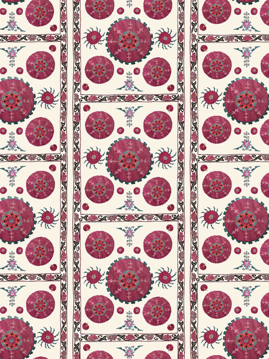 Paris Suzani Grasscloth Wallpaper - White