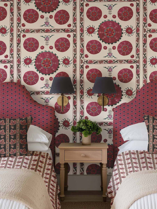 Paris Suzani Grasscloth Wallpaper - White