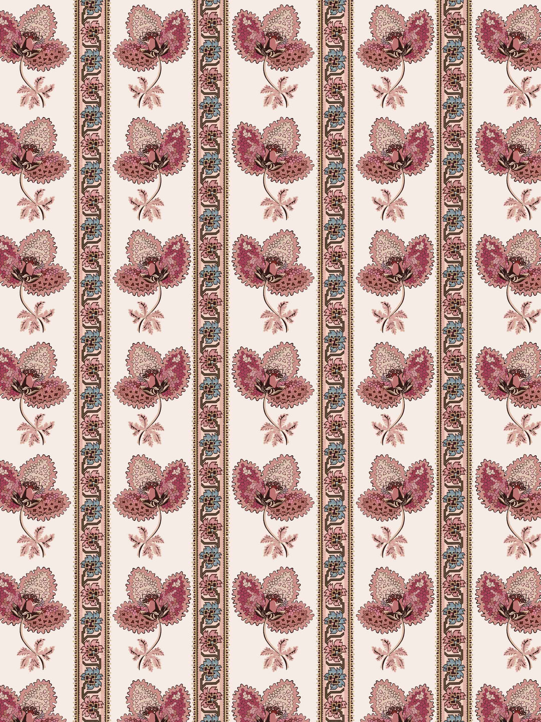 Floral Stripe wallpaper on a off white background