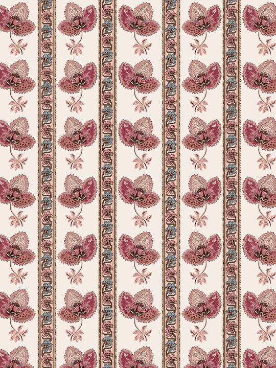 Floral Stripe wallpaper on a off white background