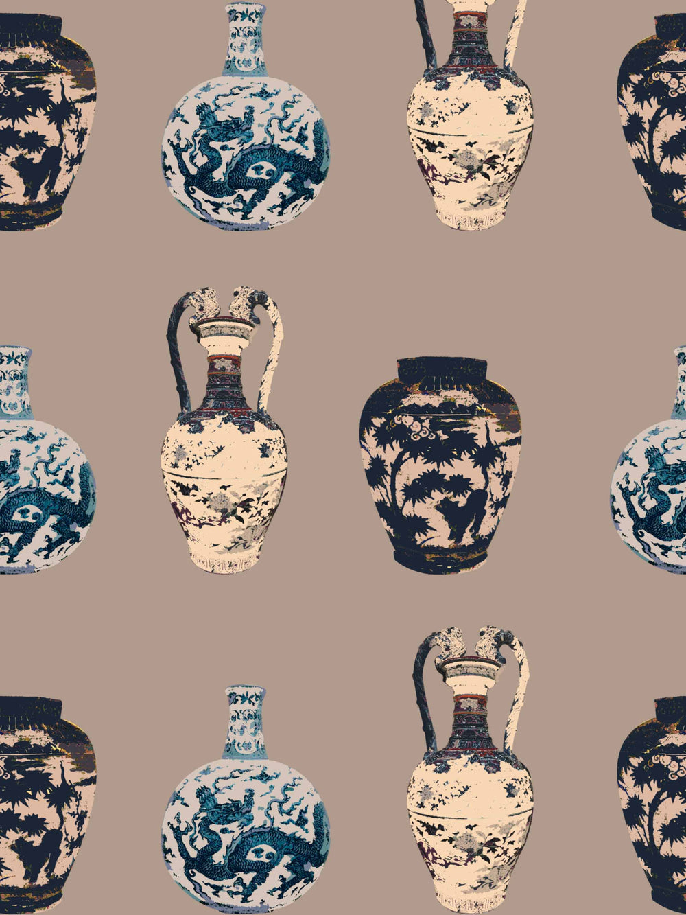 Chinese Vase - Minx - Wallpaper - Milola Design