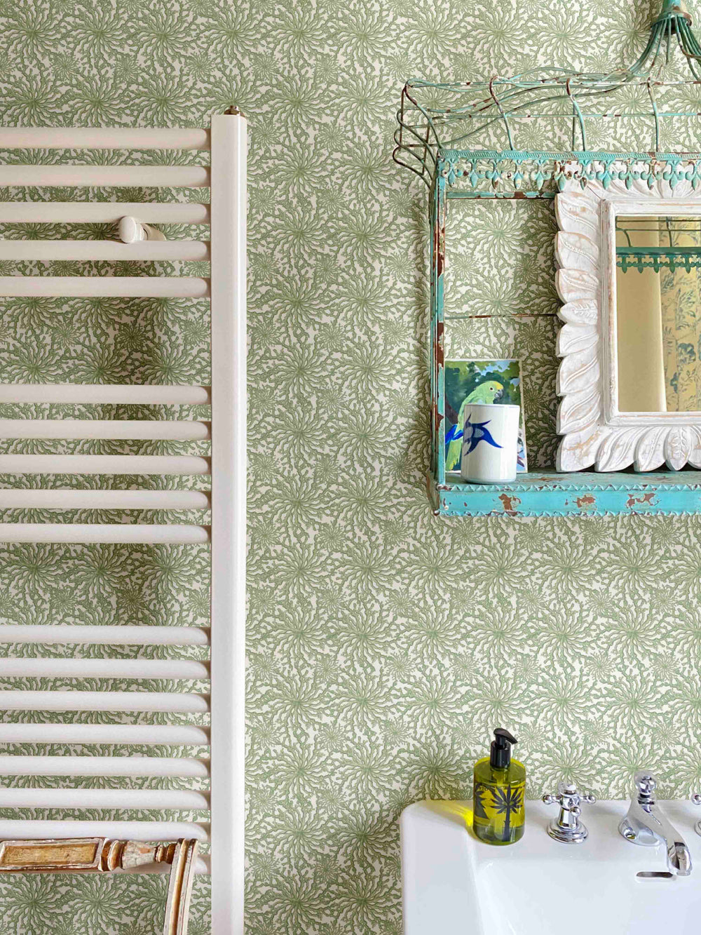 Coral Haze Wallpaper - Sage Green