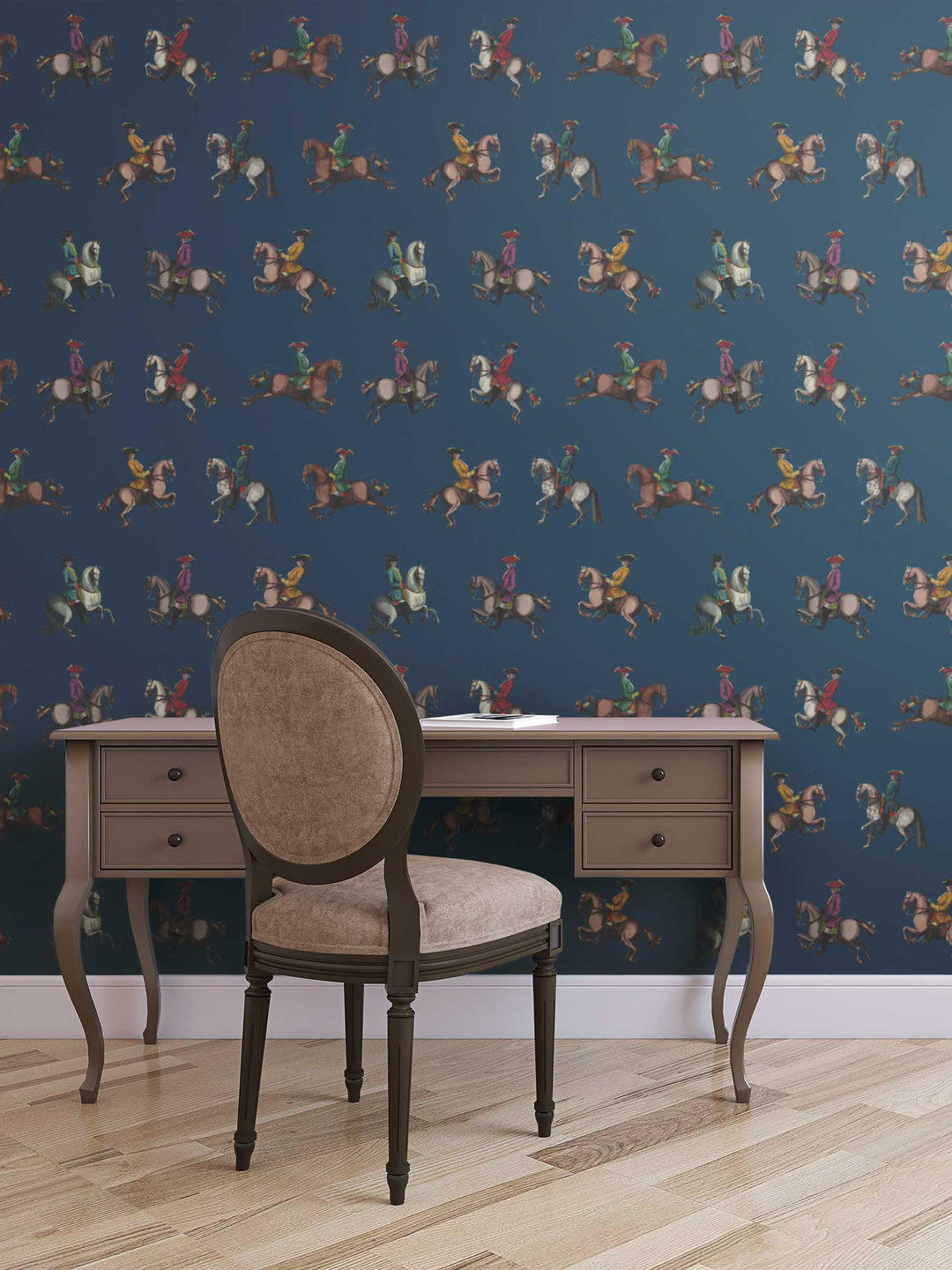 Riding School Wallpaper - Petrol Blue