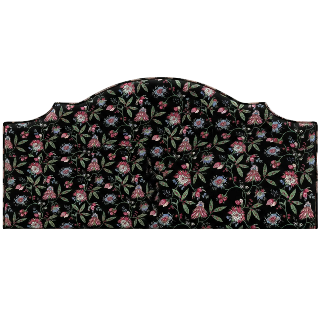 Black Floral-patterned headboard fabric on a white background