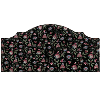 Black Floral-patterned headboard fabric on a white background