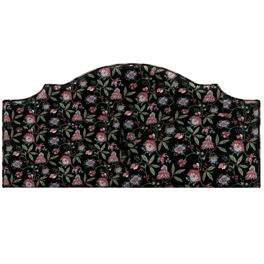Black Floral-patterned headboard fabric on a white background