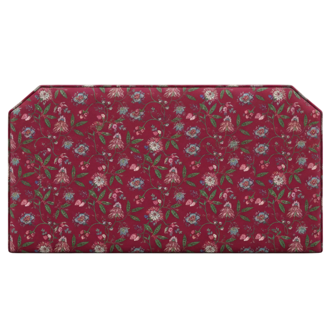 Red Floral fabric patterned headboard for interior furnishing inspiration
