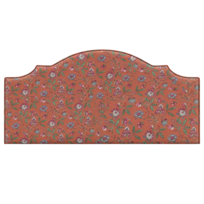 Orange Floral-patterned spring headboard  fabric on a white background