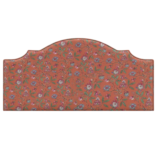 Orange Floral-patterned spring headboard  fabric on a white background