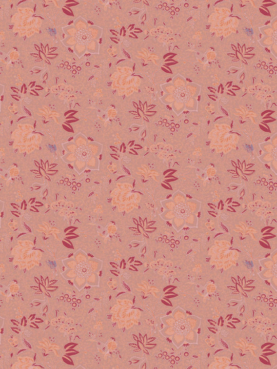 floral wallpaper in warm spice and ochre colour palette