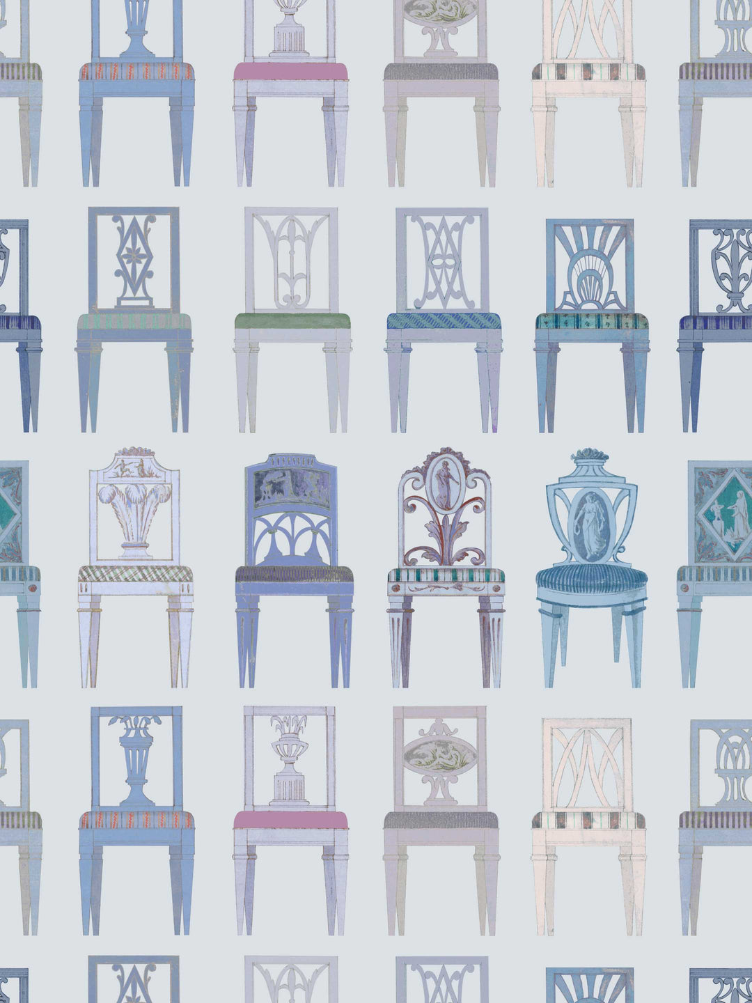 Have a Seat - Chair Wallpaper - Pale Blue