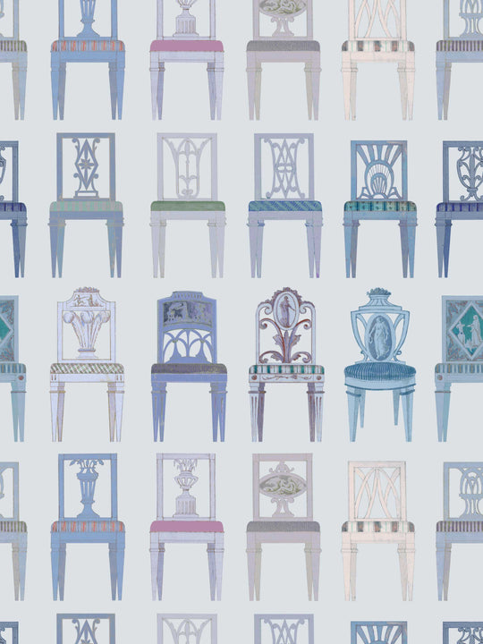 Have a Seat - Chair Wallpaper - Pale Blue
