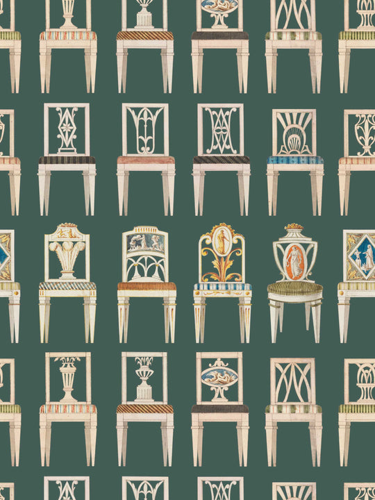 Have a Seat - Chair Wallpaper - Forest Green
