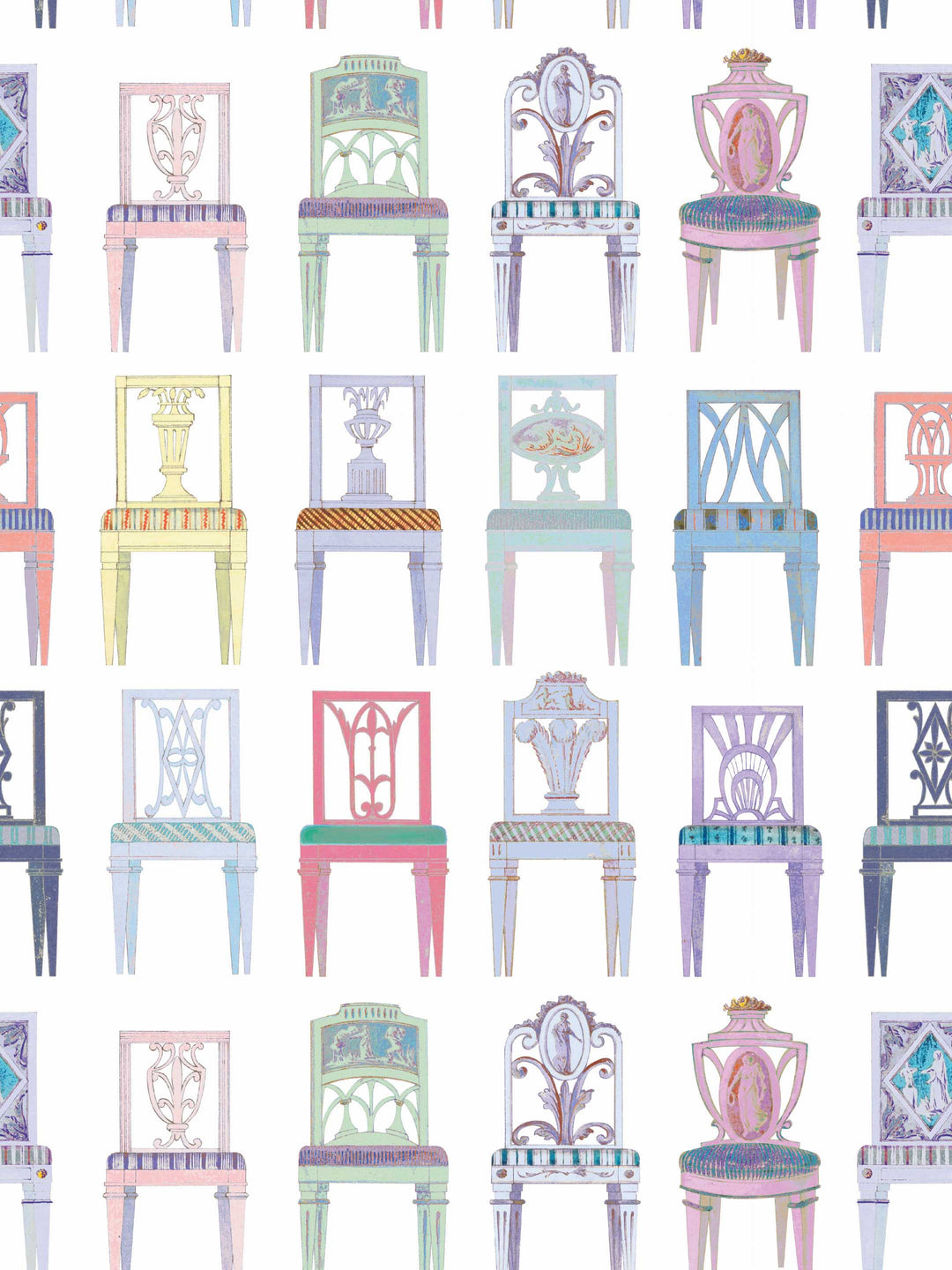 Have a Seat - Chair Wallpaper - Multi Coloured