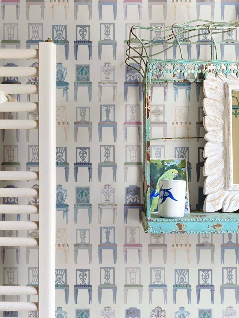 Have a Seat - Chair Wallpaper - Pale Blue