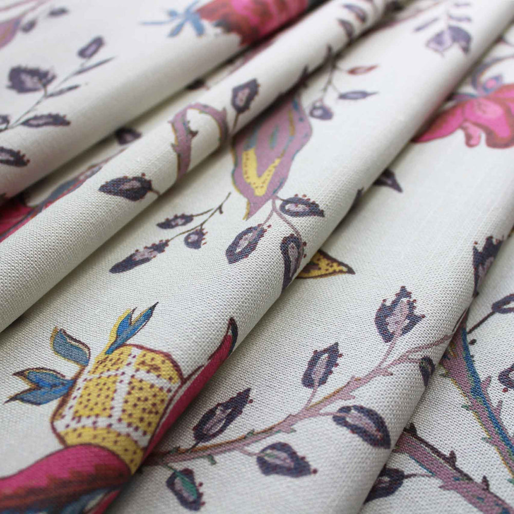 Indienne Grande - A floral linen fabric for drapery, curtains and home furnishings by MIlola Design