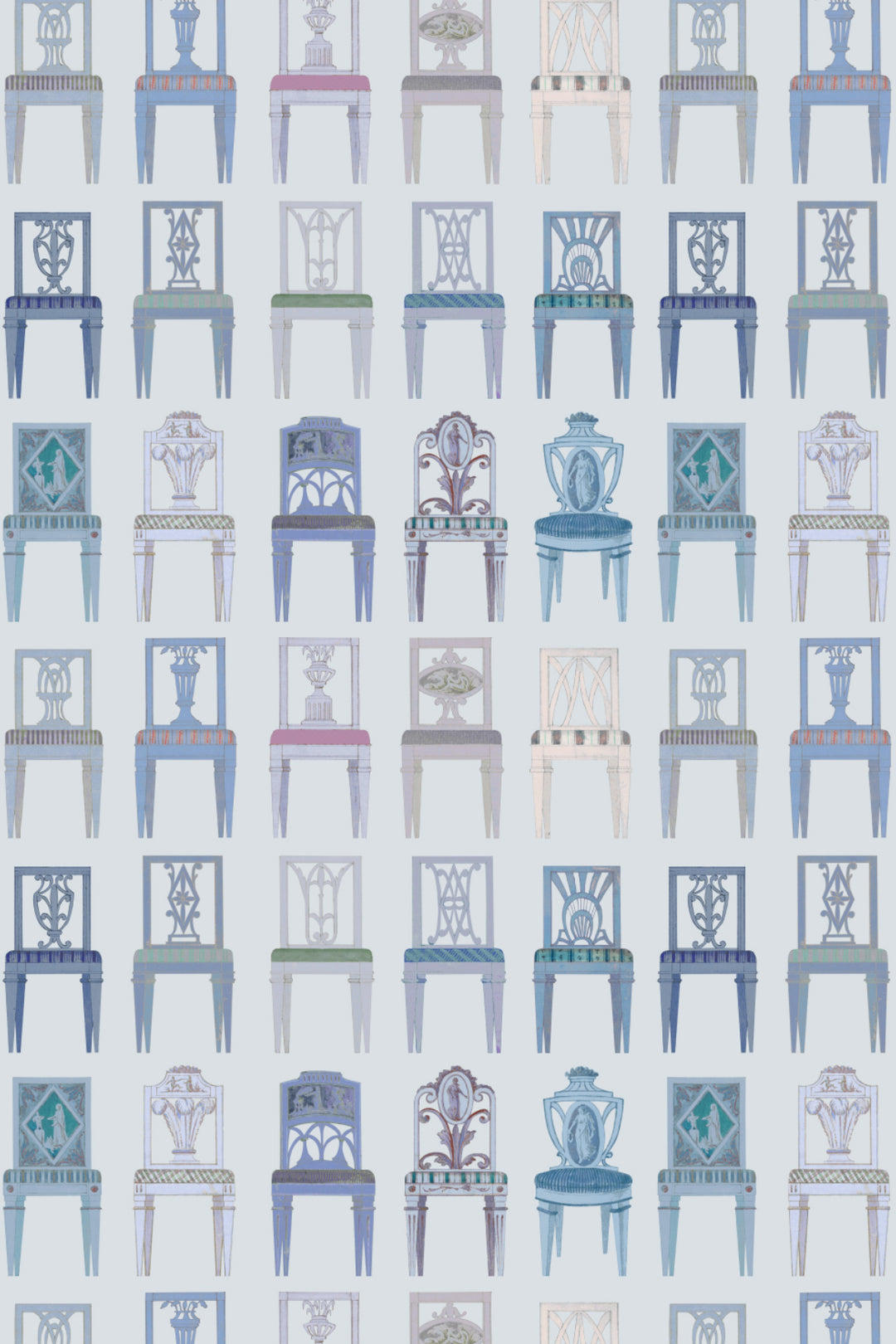 Have a Seat - Chair Wallpaper - Pale Blue