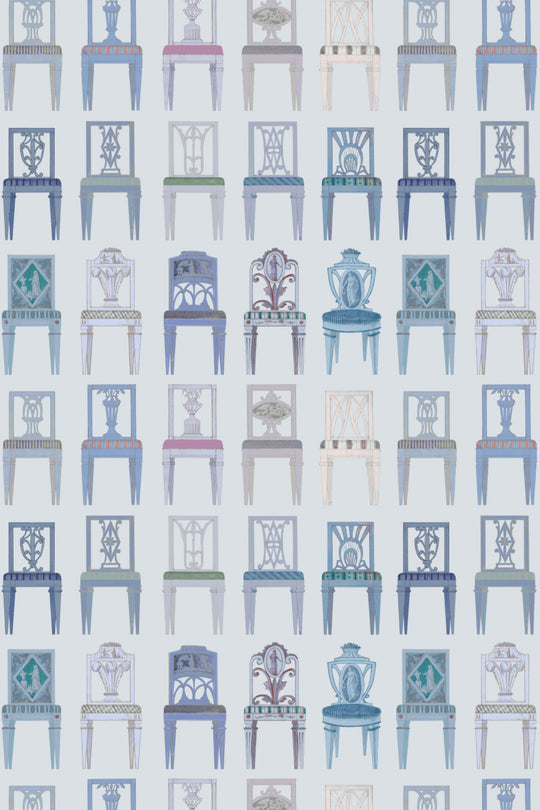 Have a Seat - Chair Wallpaper - Pale Blue