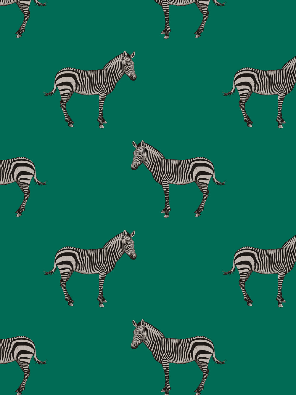 A emerald green zebra wallpaper design for walls