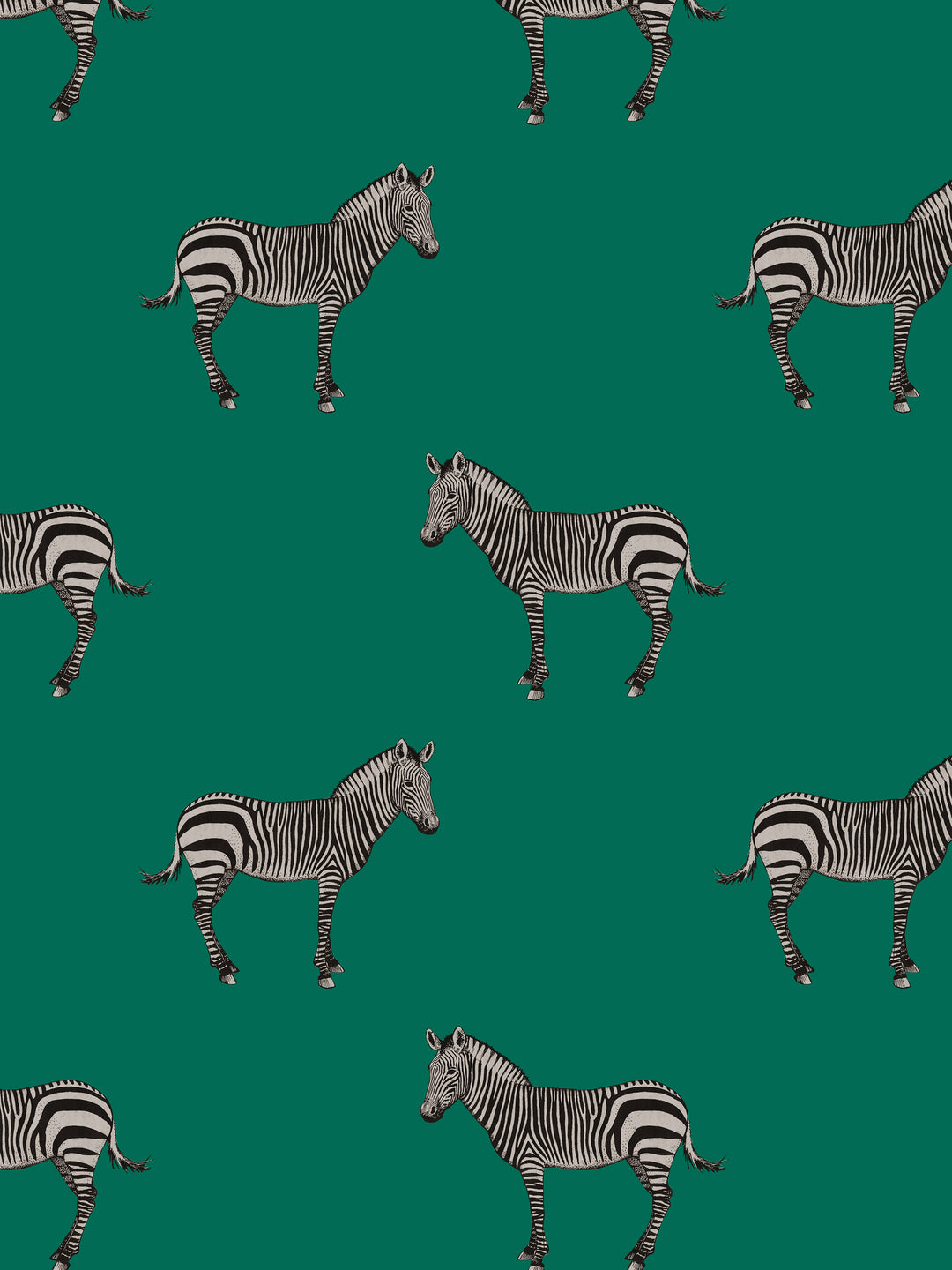 A emerald green zebra wallpaper design for walls