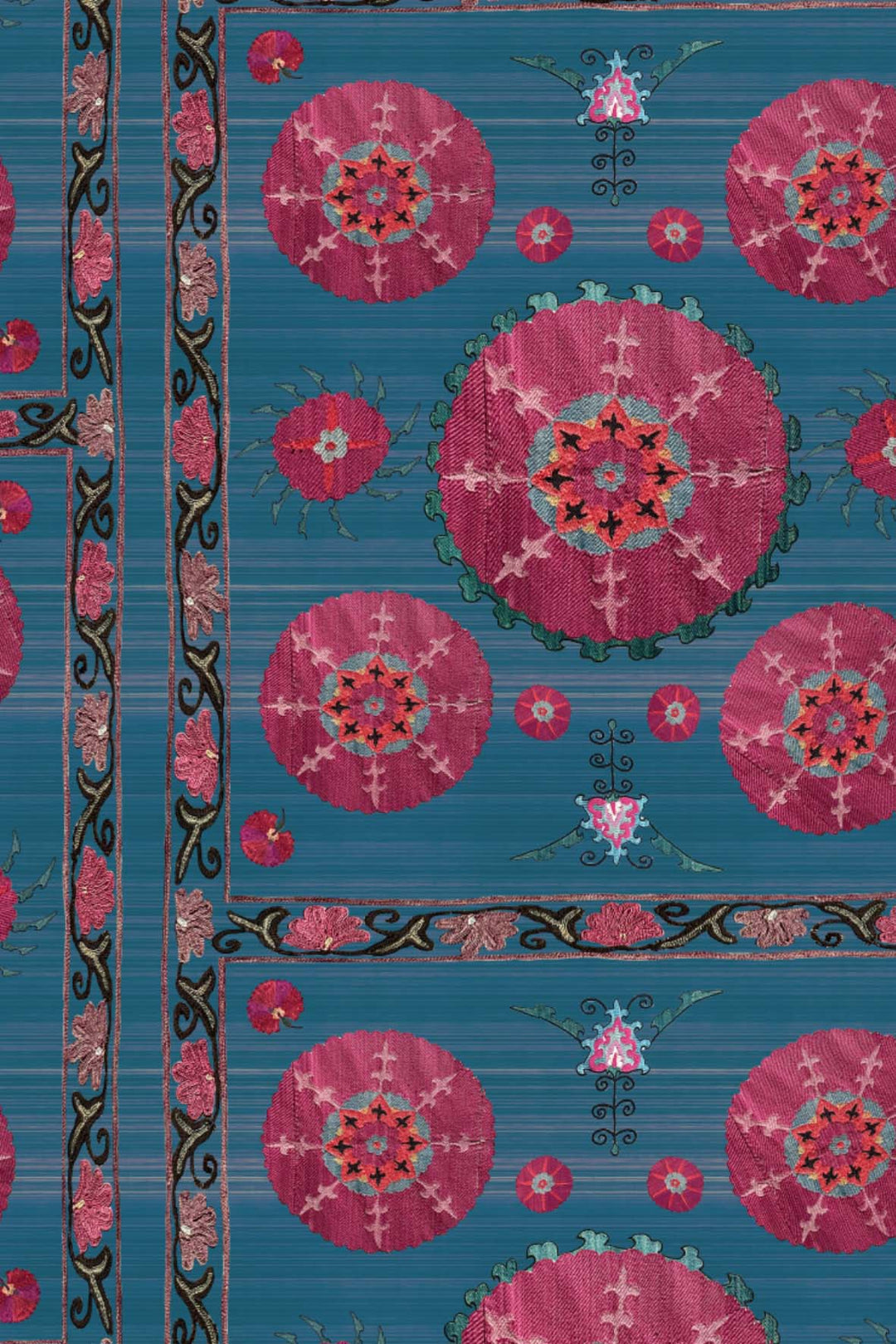 Paris Suzani Grasscloth Wallpaper - Azure Blue