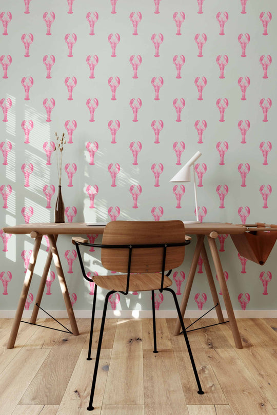 Lady Lobster Wallpaper - Bubblegum Pink