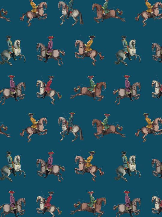 Riding School Wallpaper - Petrol Blue