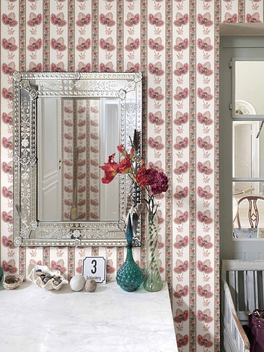 Serafina Stripe Wallpaper - Birch White