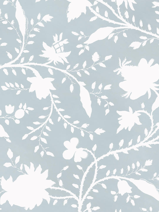 Pale blue and white floral wallpaper pattern 