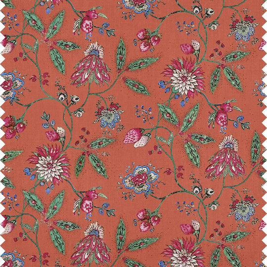 Amalita Floral Fabric - Burnt Orange