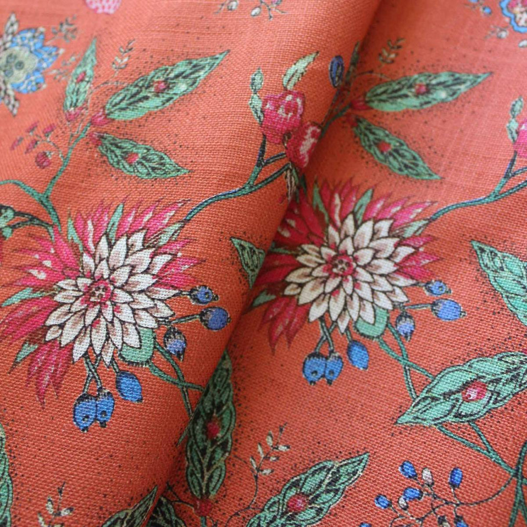 Amalita Floral Fabric - Burnt Orange