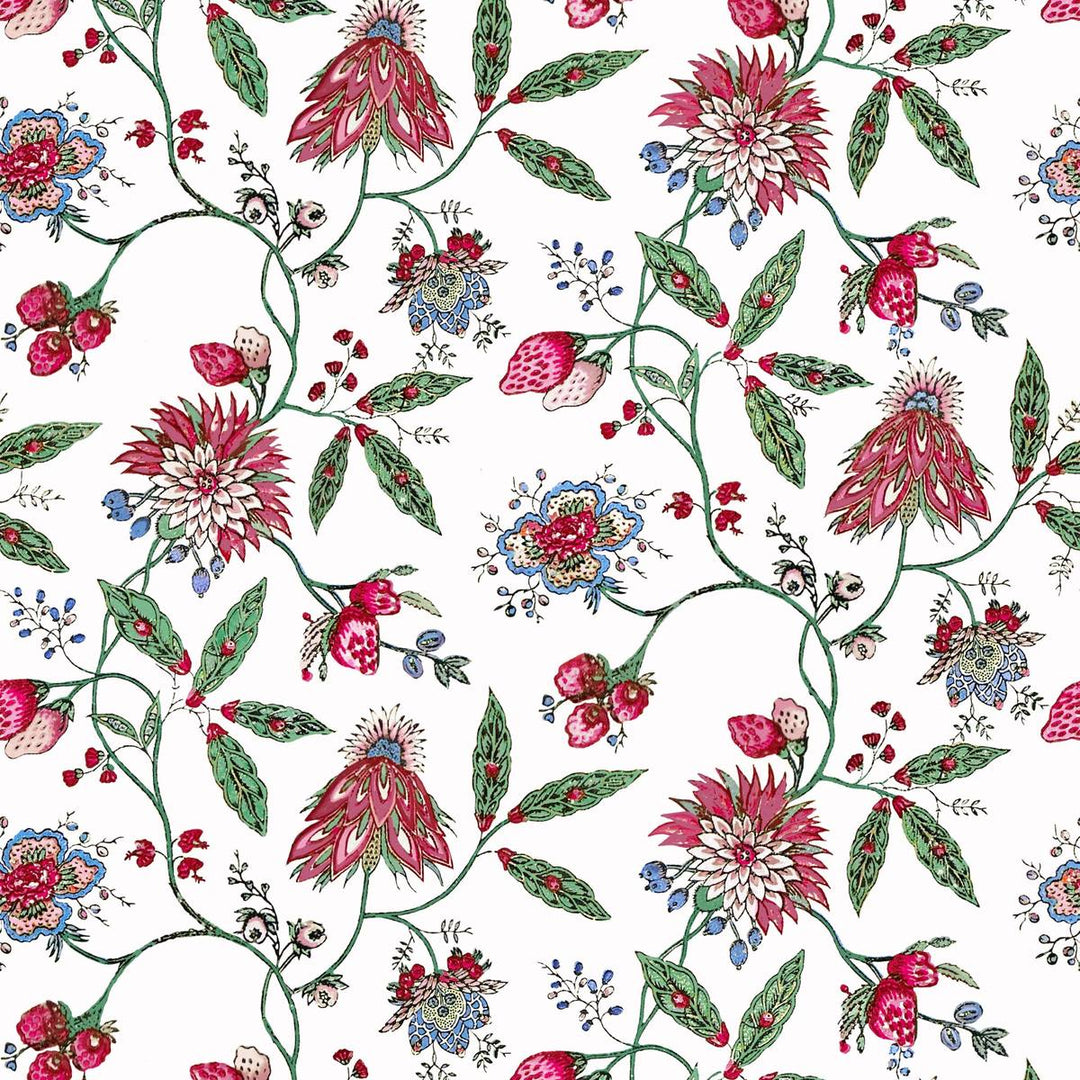 Amalita Floral Wallpaper - White, flat lay of the repeating pattern