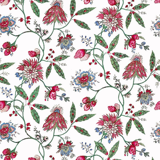 Amalita Floral Wallpaper - White, flat lay of the repeating pattern