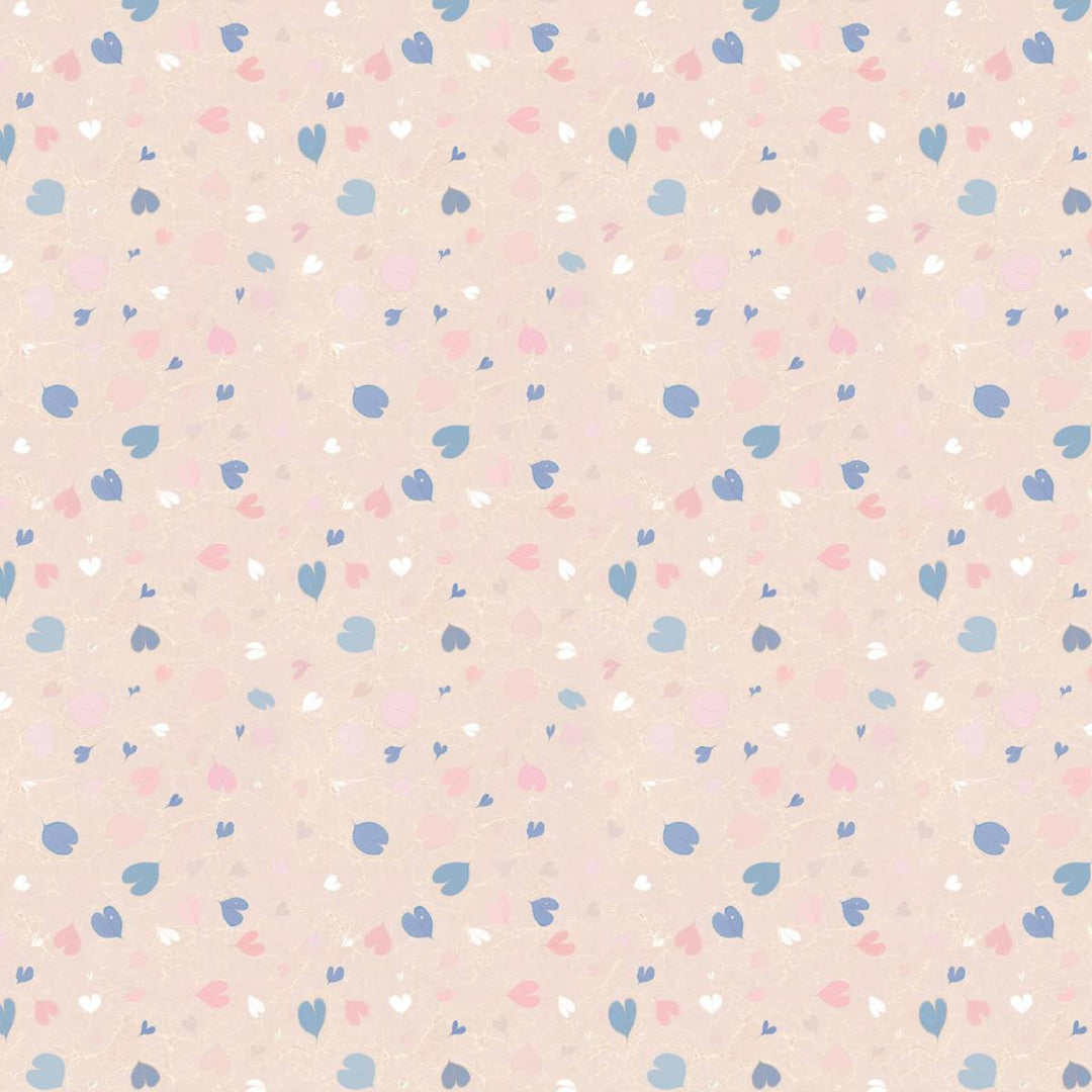 Amore marbled wallpaper in chalk pink, flat lay of the repeating heart pattern