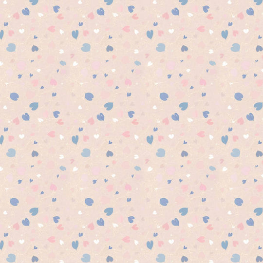Amore marbled wallpaper in chalk pink, flat lay of the repeating heart pattern