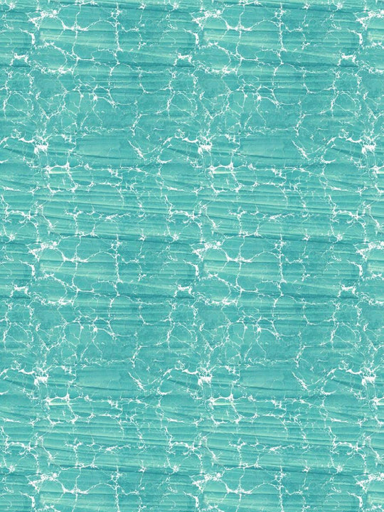 Aqua turquoise marbled wallpaper with white highlights reminicent of shallow sea water