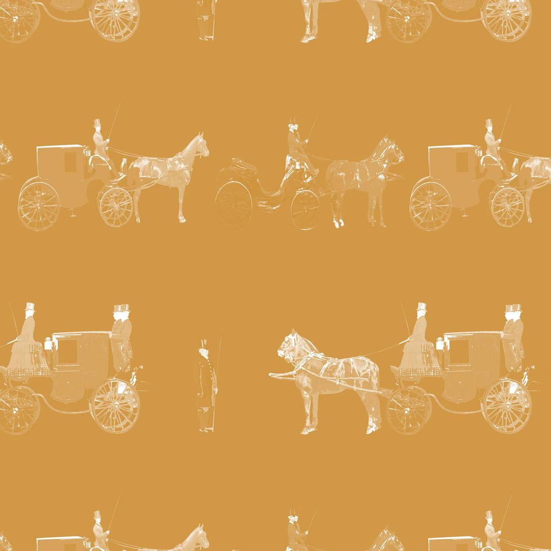 Carriages Equestrian wallpaper_Curcuma Yellow - Milola Design