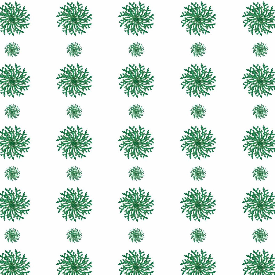 Coral String Wallpaper Green, flat lay of the repeating pattern