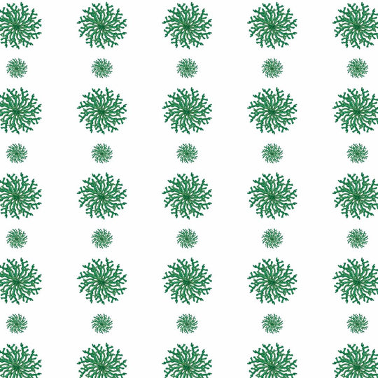 Coral String Wallpaper Green, flat lay of the repeating pattern