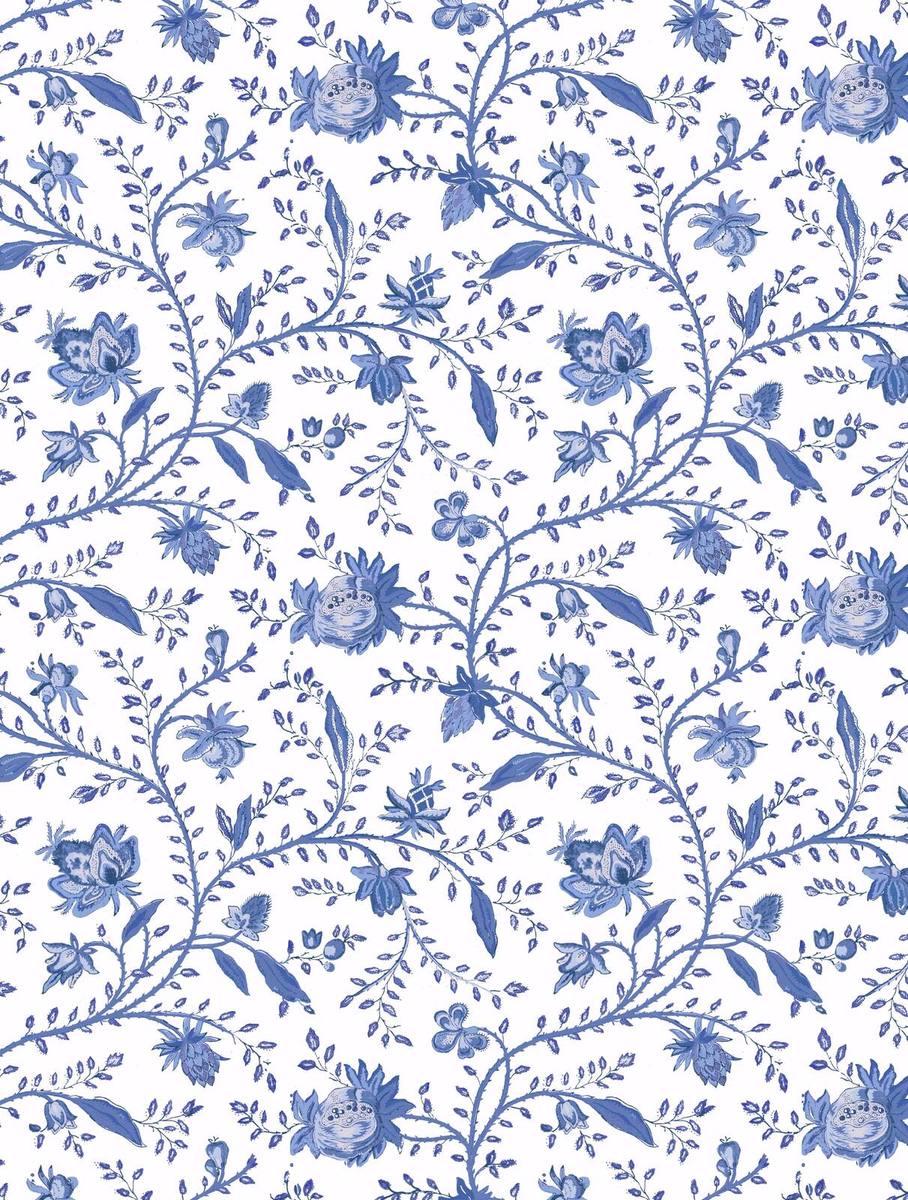 Indienne Floral Wallpaper - Delft Blue