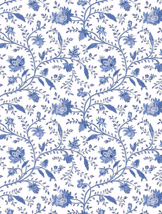 Indienne Floral Wallpaper - Delft Blue