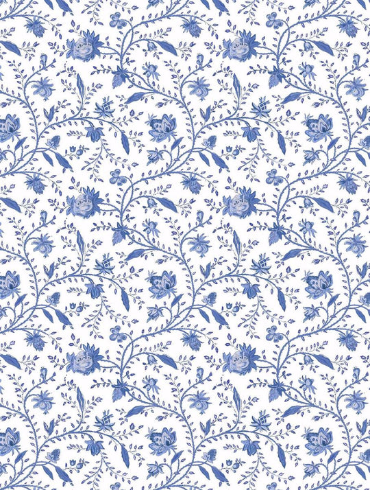 Indienne Floral Wallpaper - Delft Blue