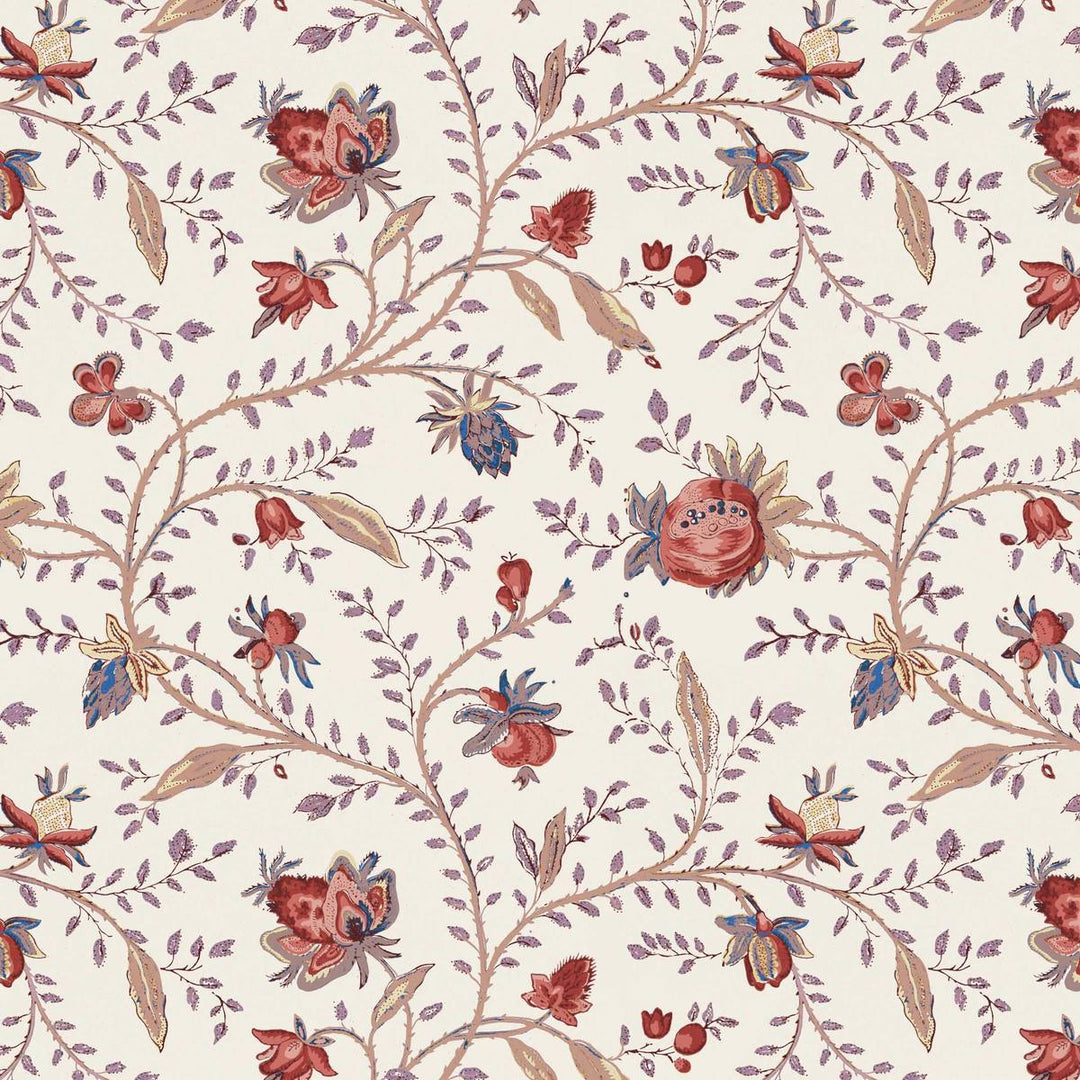 Indienne Floral Wallpaper - Peach, flat lay of the repeating pattern