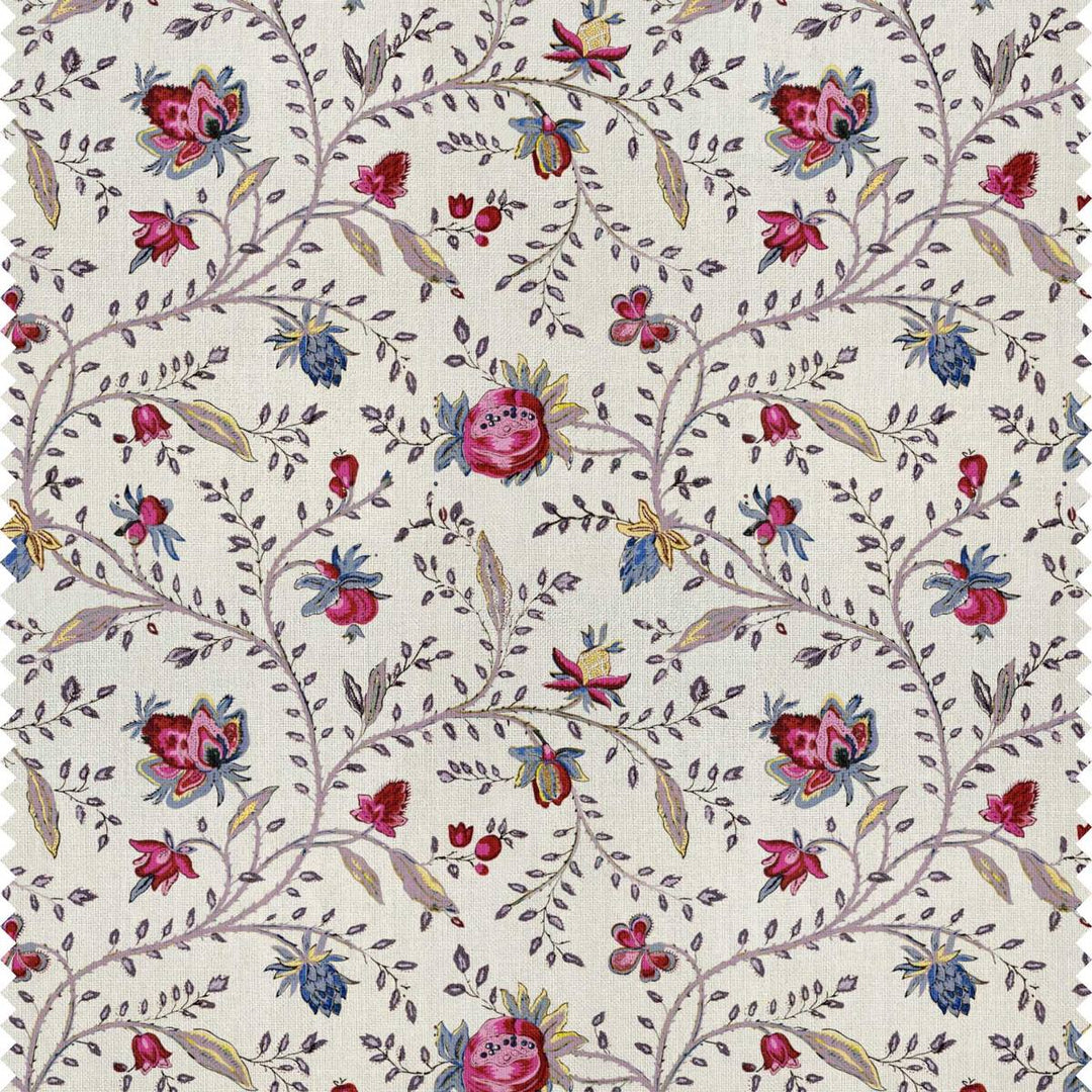 Indienne Petite - A pretty printed floral linen curtain fabric by Milola Design