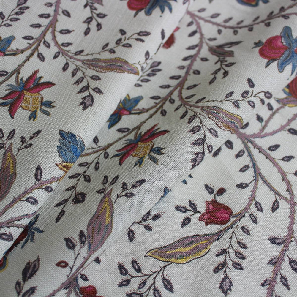 Indienne Petite - A pretty printed floral linen curtain fabric by Milola Design