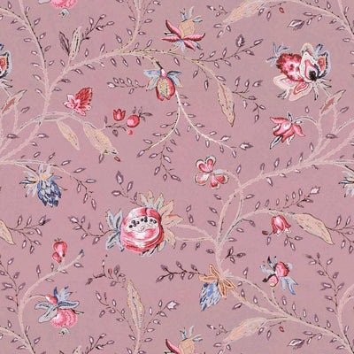 Indienne Floral Wallpaper - Plum, flat lay of the repeating pattern
