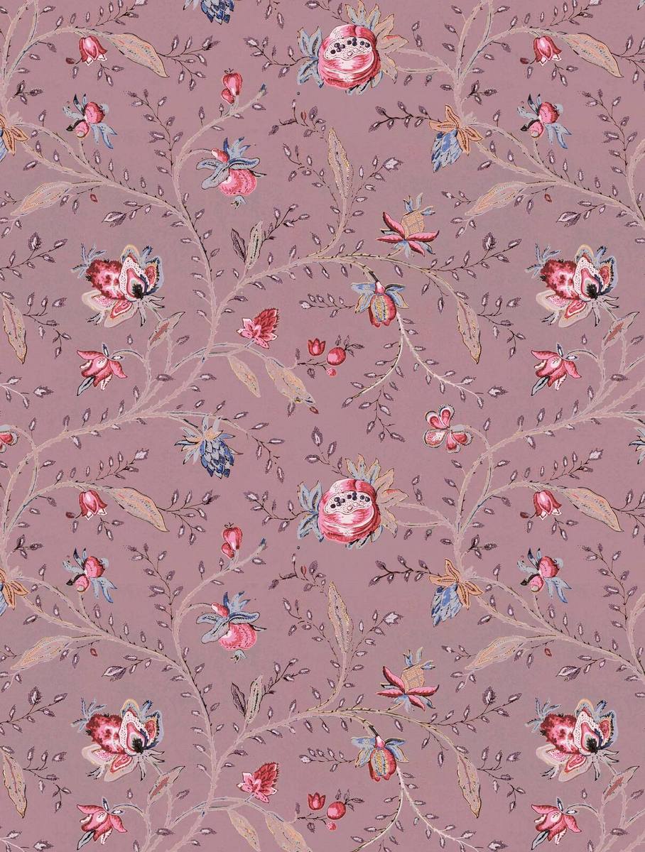 Indienne Floral Wallpaper - Plum