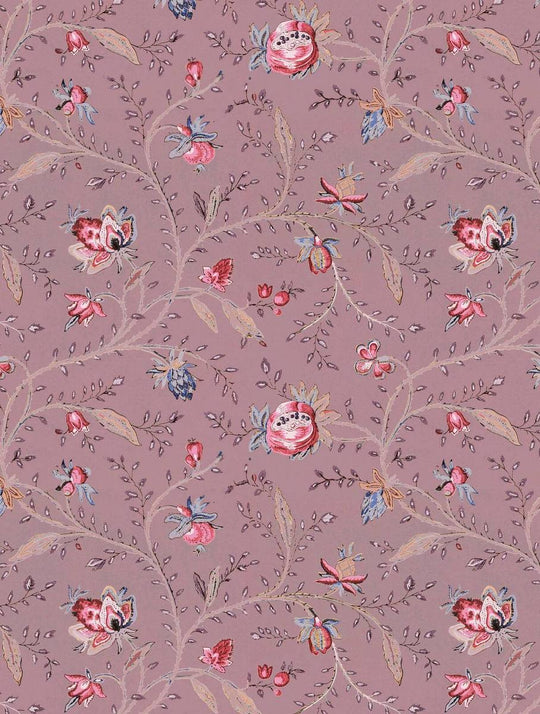 Indienne Floral Wallpaper - Plum