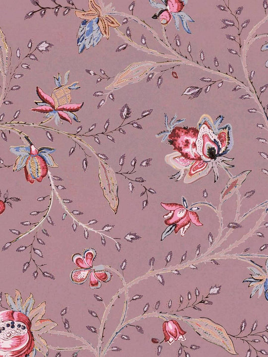 Indienne Floral Wallpaper - Plum