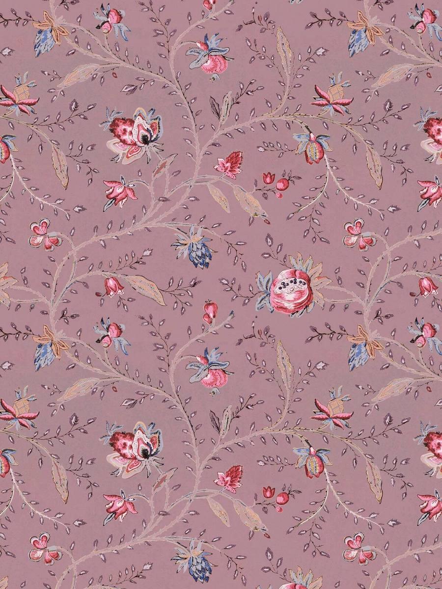 Indienne Floral Wallpaper - Plum
